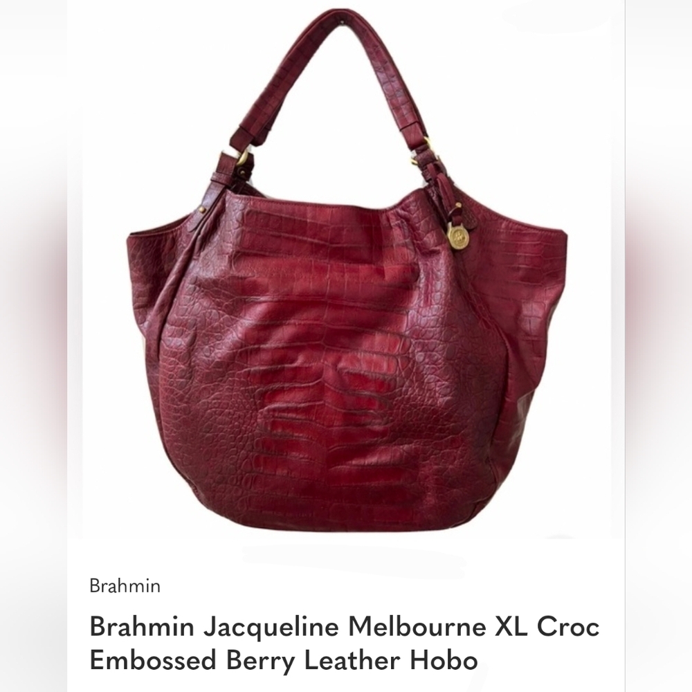 Authentic Brahmin Leather Red Croc XL Hobo Tote Purse EUC!